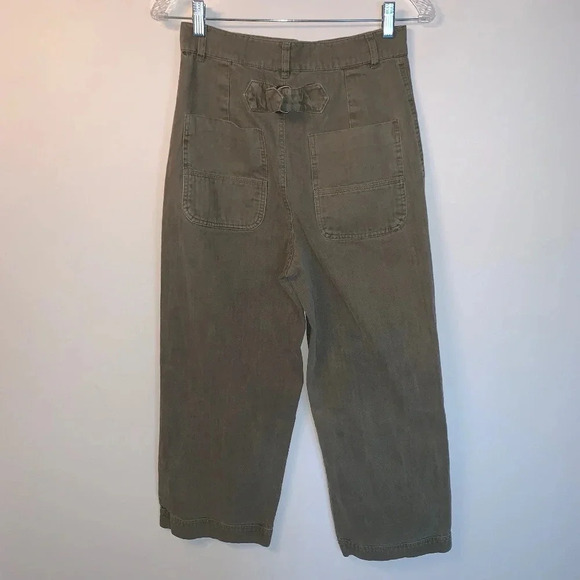 Free People Green High Rise Wide  Leg Cropped Jeans 4 - Picture 4 of 13